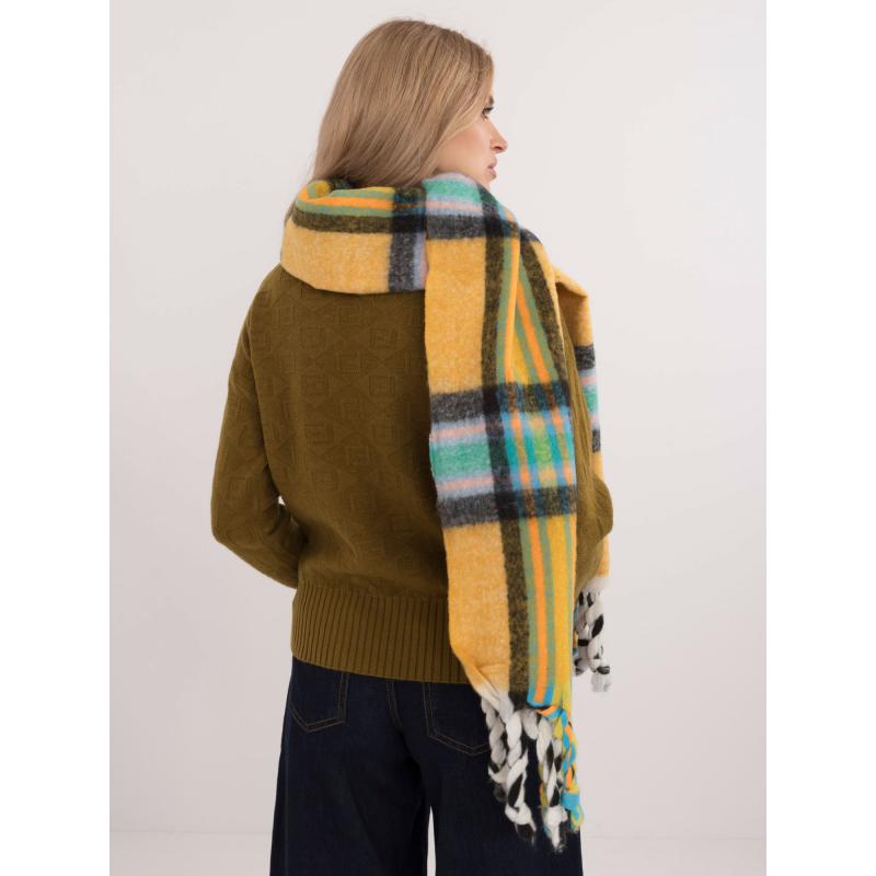 Dámská šála se střapci tmavě žlutá