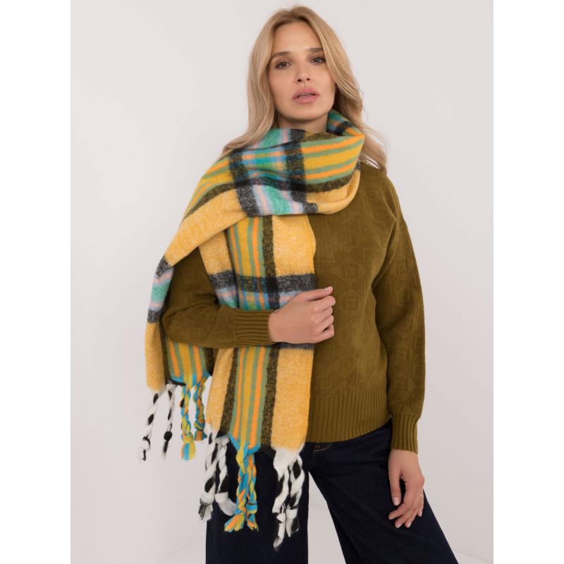 Dámská šála se střapci tmavě žlutá