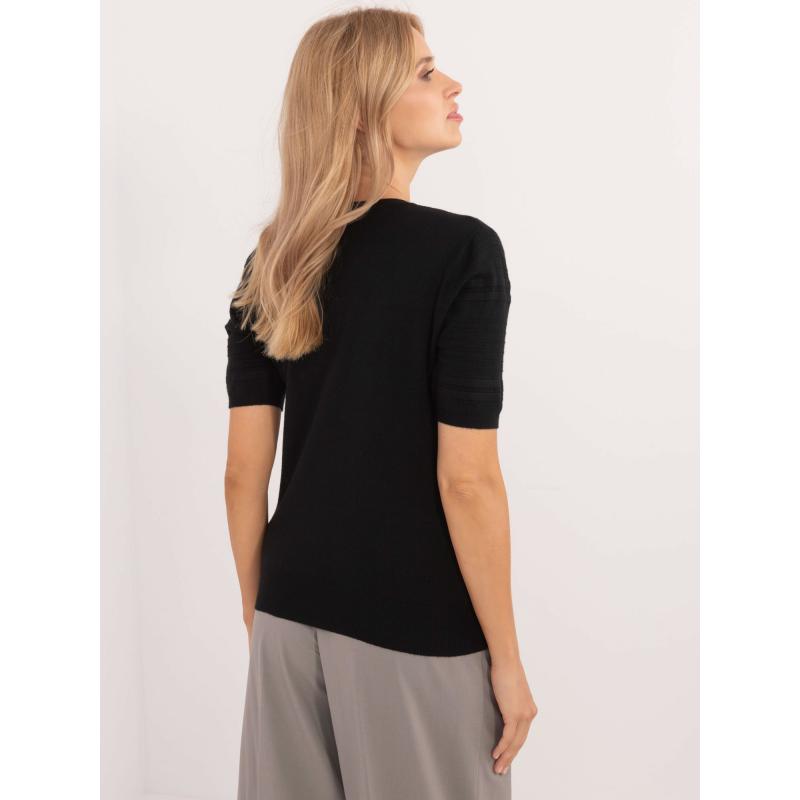 Női kerek nyakú pulóver fekete