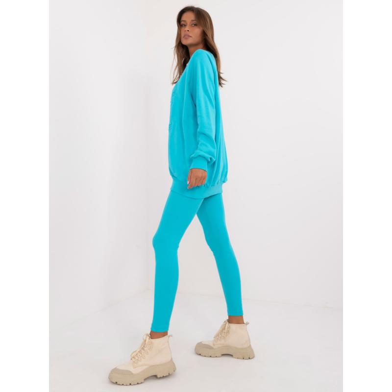 Dámská souprava s mikinou nadměrné velikosti tyrkysová 