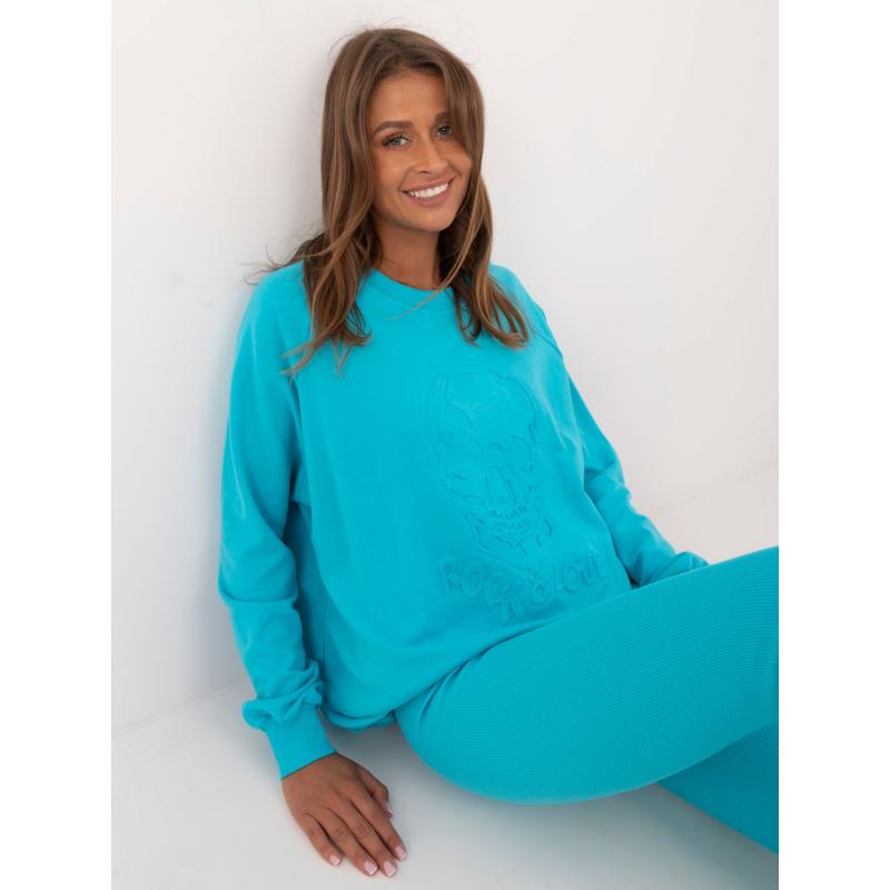 Dámská souprava s mikinou nadměrné velikosti tyrkysová 