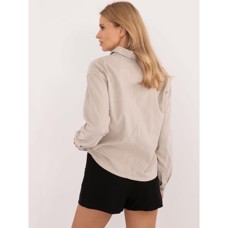 Női túlméretezett kordbársony pamut ing SUBLEVEL világos bézs színű