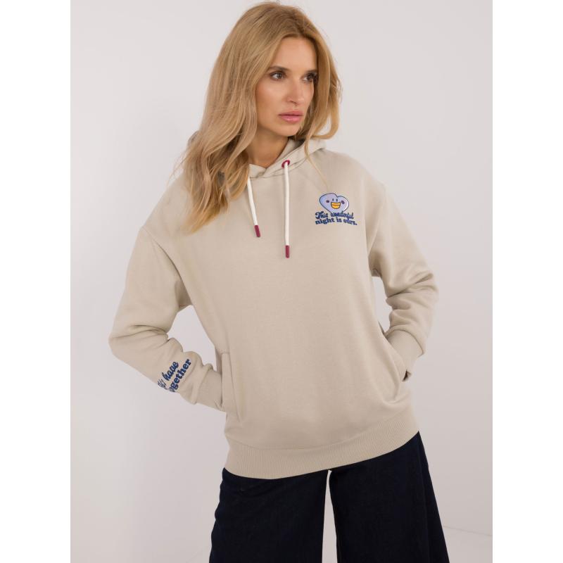 Női pulóver, hátul nyomtatott SUBLEVEL világos bézs