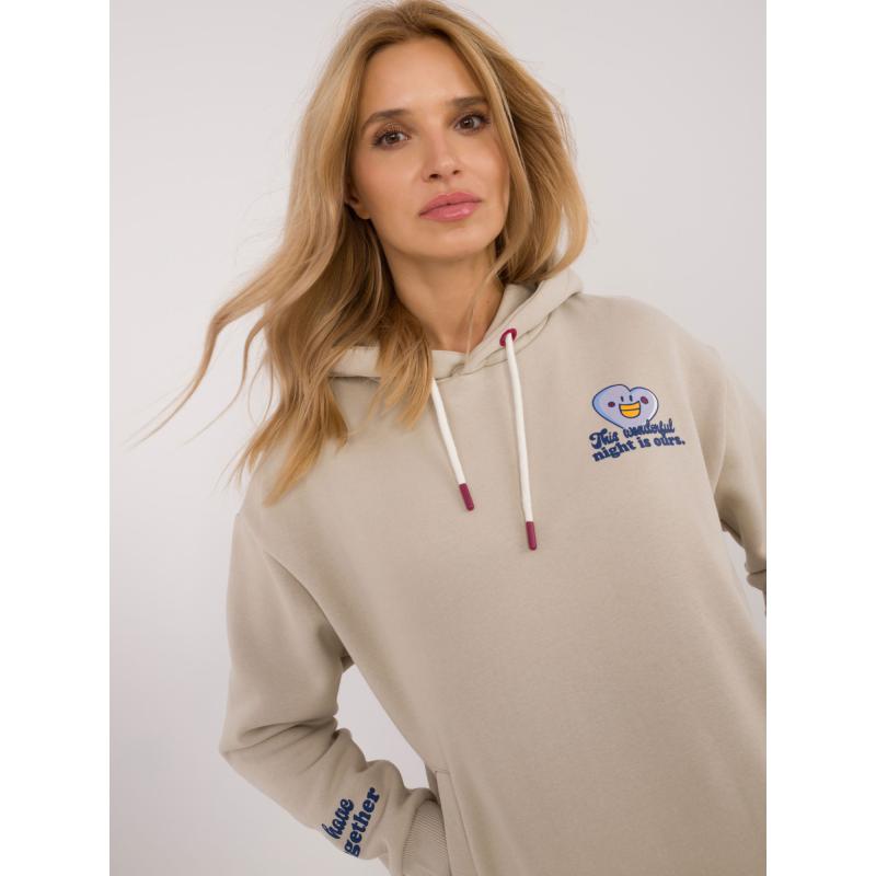 Női pulóver, hátul nyomtatott SUBLEVEL világos bézs