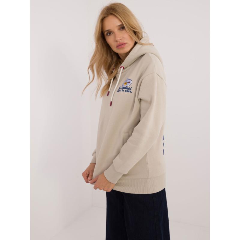 Női pulóver, hátul nyomtatott SUBLEVEL világos bézs