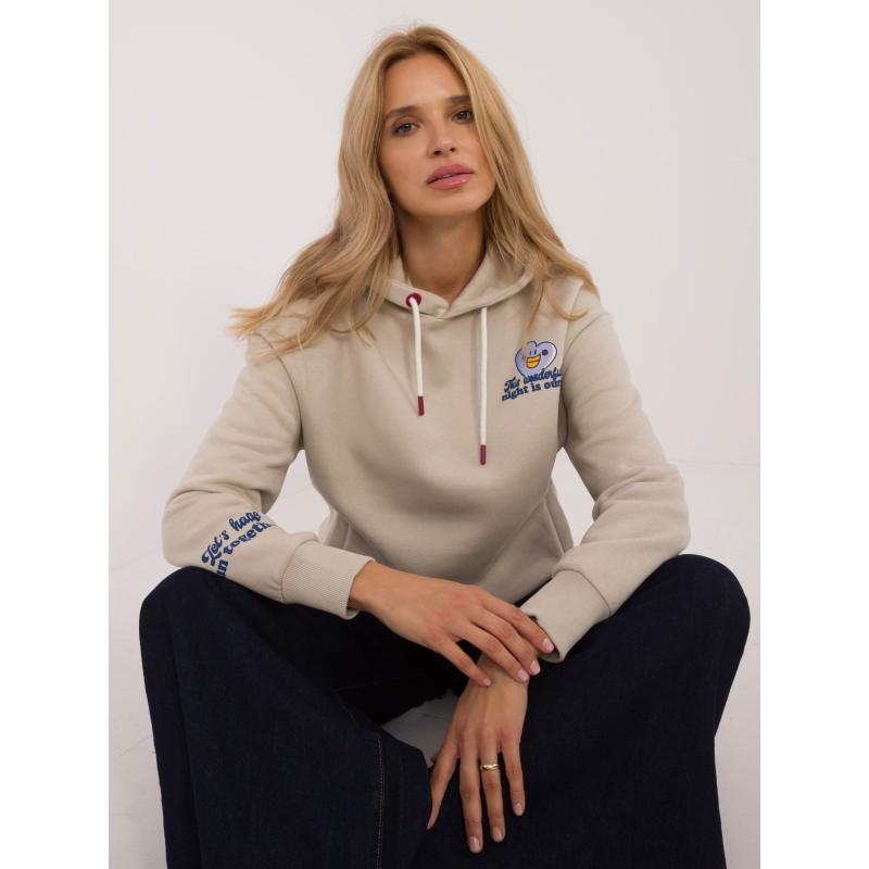 Női pulóver, hátul nyomtatott SUBLEVEL világos bézs