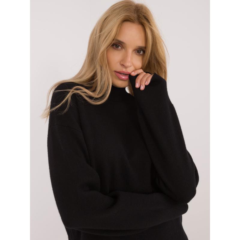 Női félcipzáras pulóver SUBLEVEL fekete