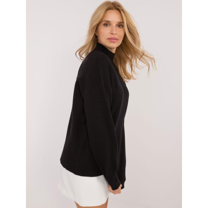 Női félcipzáras pulóver SUBLEVEL fekete