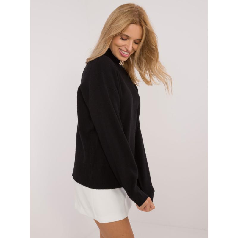 Női félcipzáras pulóver SUBLEVEL fekete