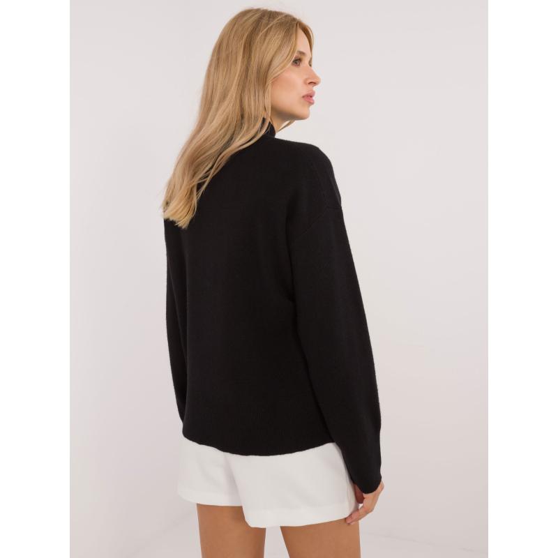 Női félcipzáras pulóver SUBLEVEL fekete