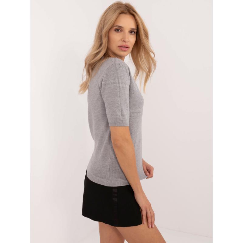 Dámský svetr s kulatým výstřihem šedý  