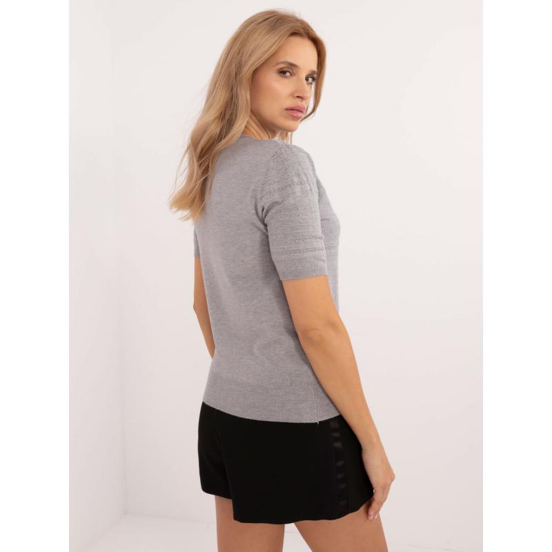 Dámský svetr s kulatým výstřihem šedý  