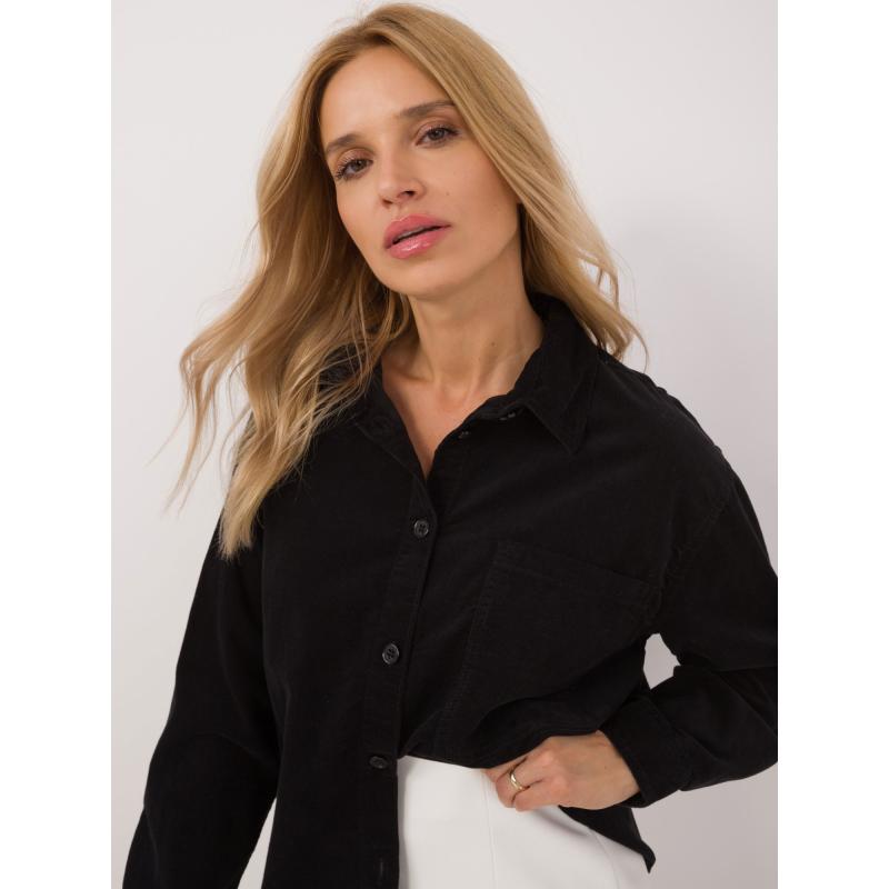 Női túlméretezett ing zsebekkel kordbársony SUBLEVEL fekete