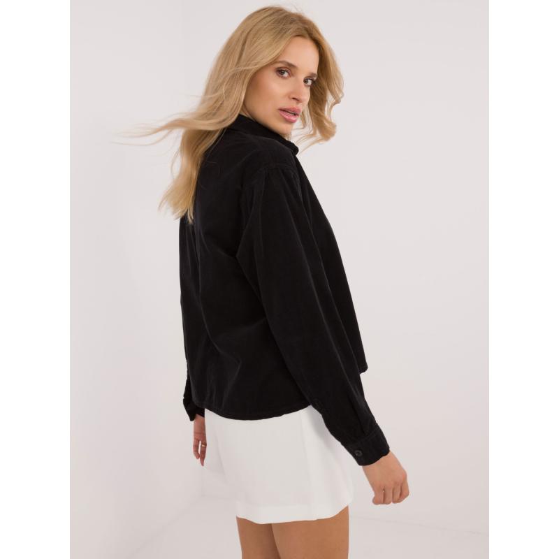 Női túlméretezett ing zsebekkel kordbársony SUBLEVEL fekete