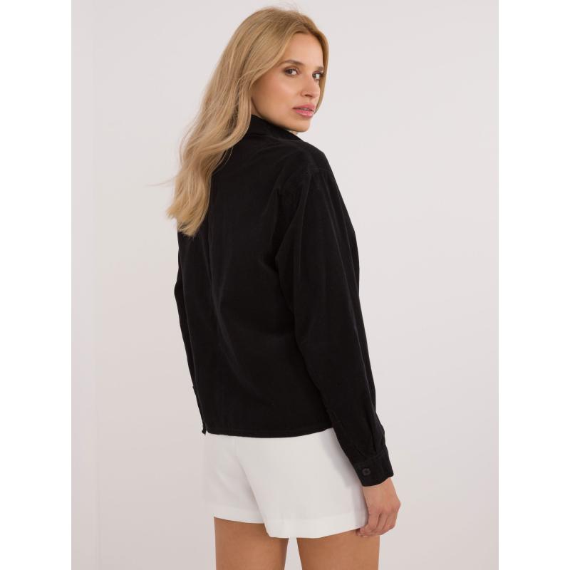 Női túlméretezett ing zsebekkel kordbársony SUBLEVEL fekete