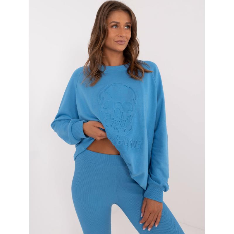 Dámský komplet s nápisy dvoudílný teplákový modrý  