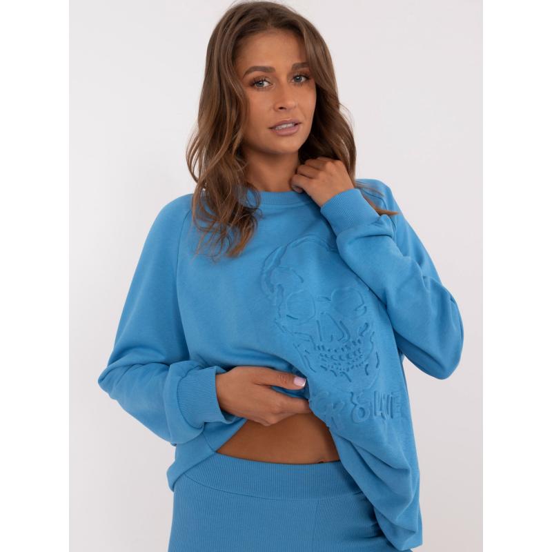 Dámský komplet s nápisy dvoudílný teplákový modrý  