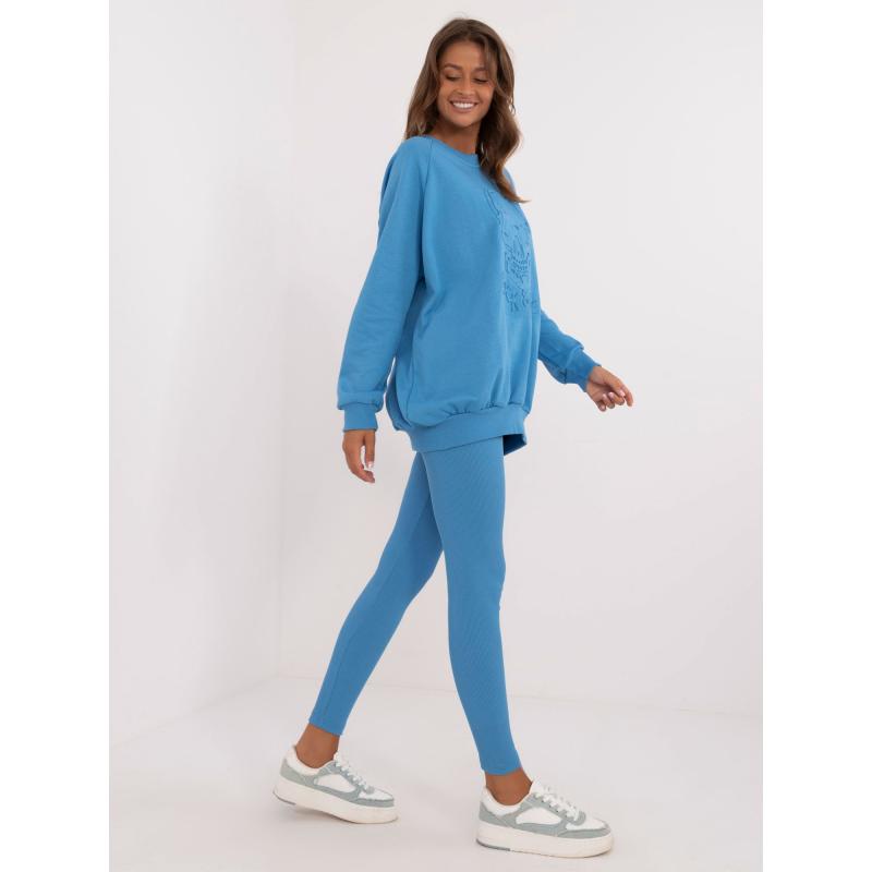 Dámský komplet s nápisy dvoudílný teplákový modrý  