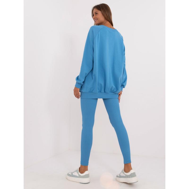 Dámský komplet s nápisy dvoudílný teplákový modrý  