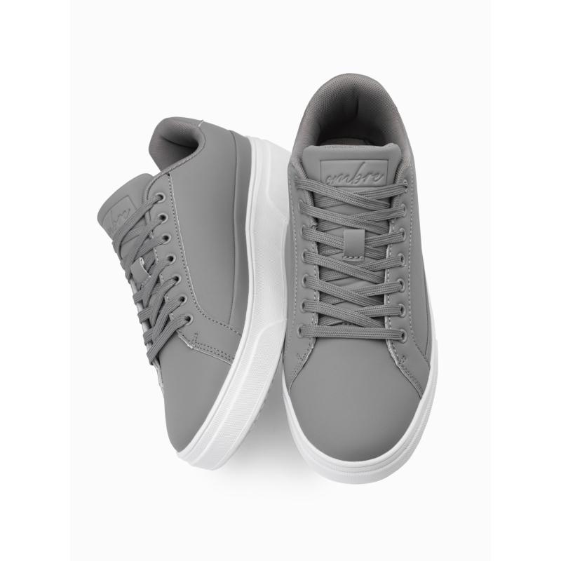 Pánské tenisky z ekokůže s tlustou podrážkou šedé