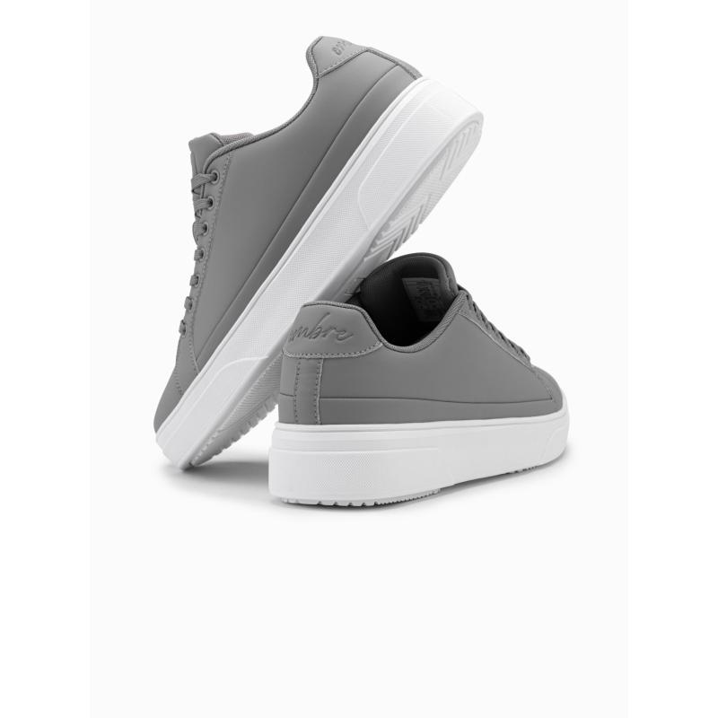 Pánské tenisky z ekokůže s tlustou podrážkou šedé