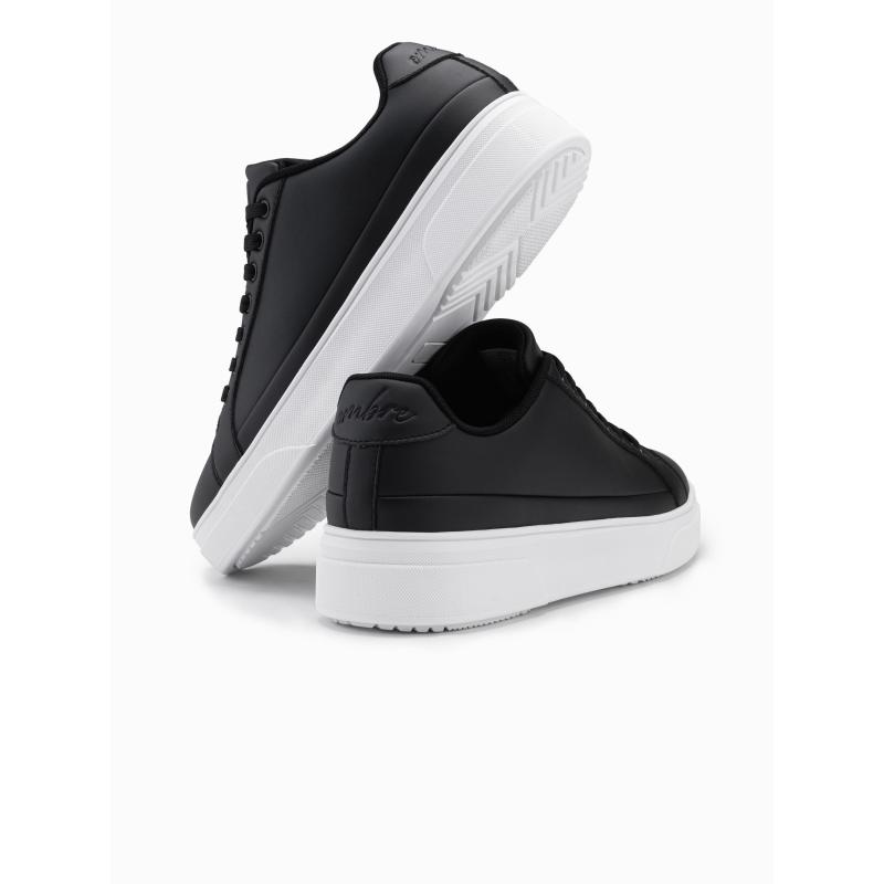 Pánské tenisky z ekokůže s tlustou podrážkou černé