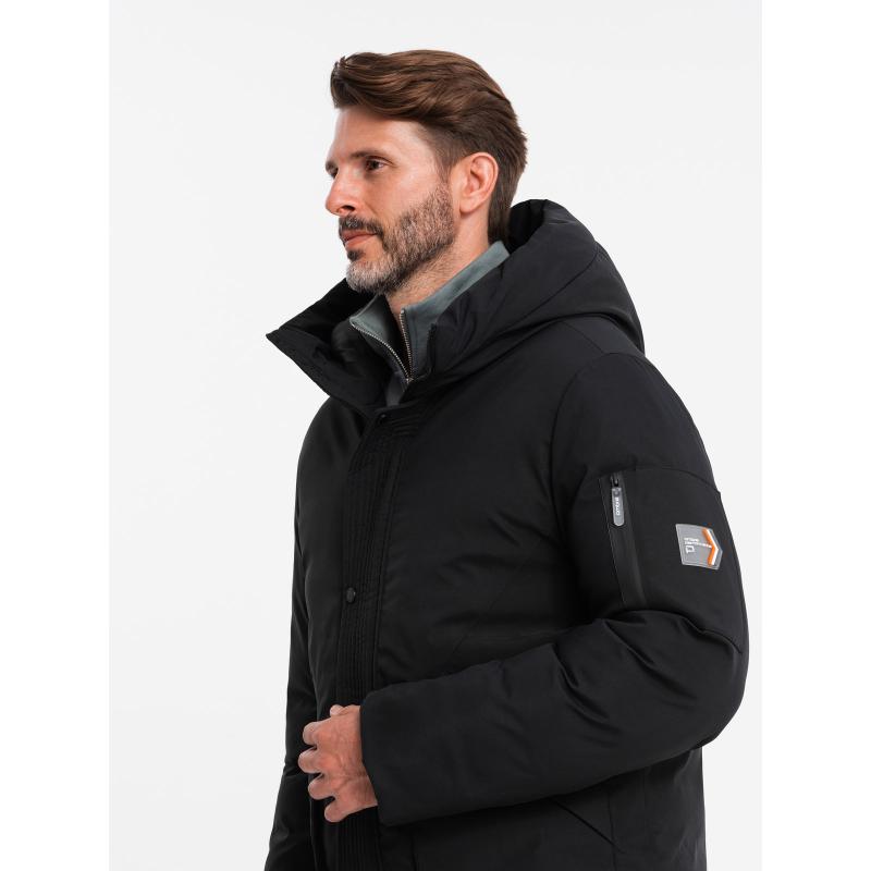 Męska długa sezonowa kurtka outdoorowa czarna