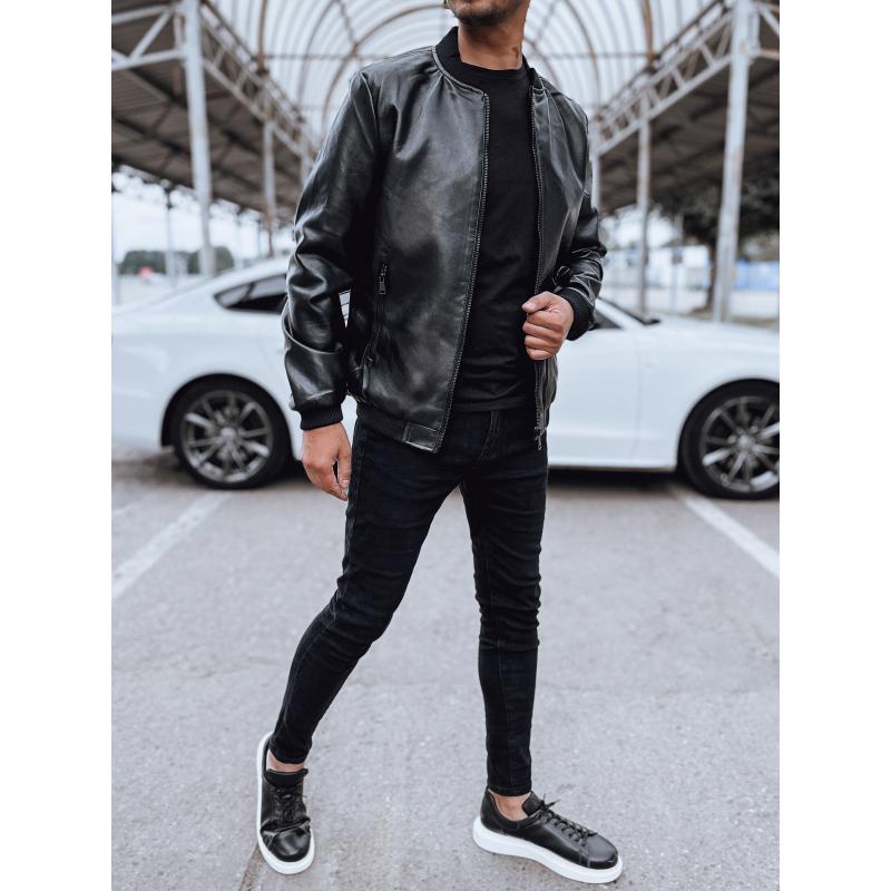 Pánská kožená bunda bomber černá TX4706