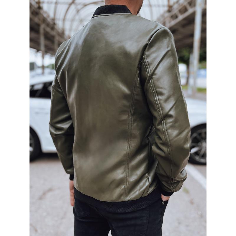 Pánská kožená bunda bomber zelená TX4707