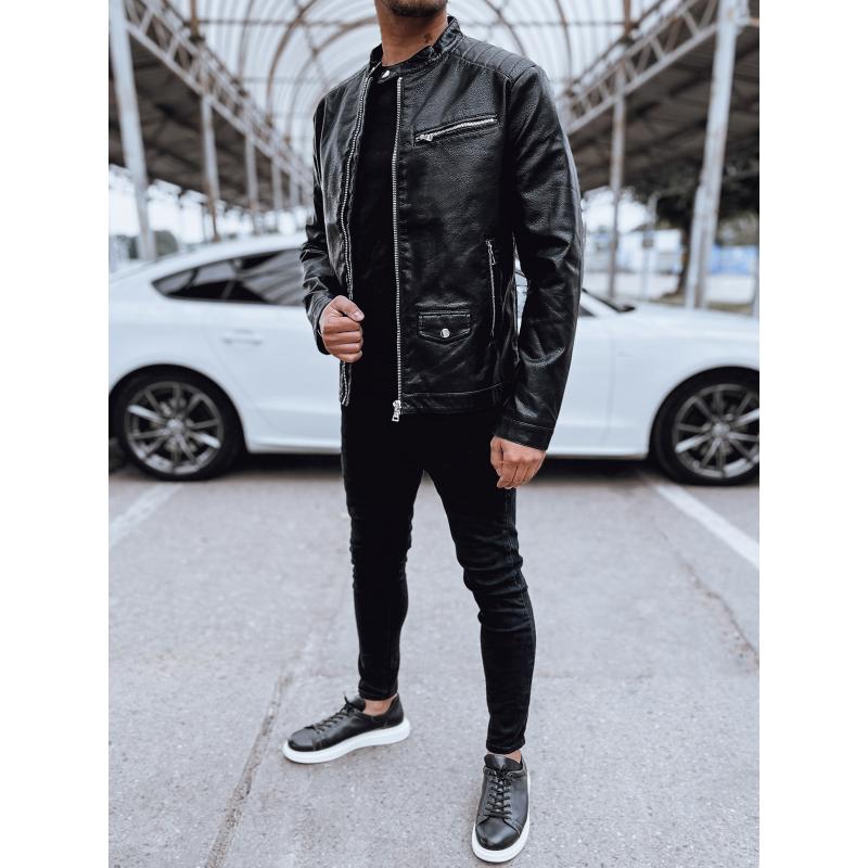 Pánská kožená bunda černá TX4711