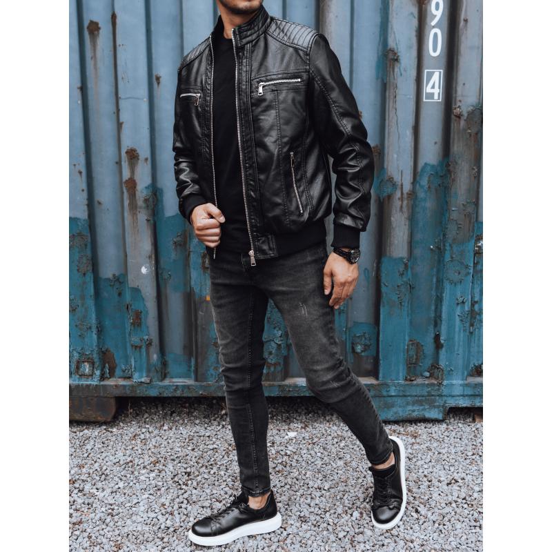 Pánská kožená bunda černá TX4739