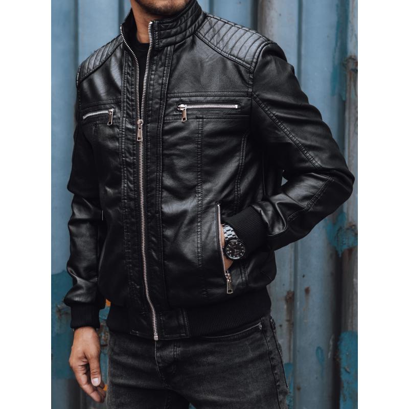 Pánská kožená bunda černá TX4739