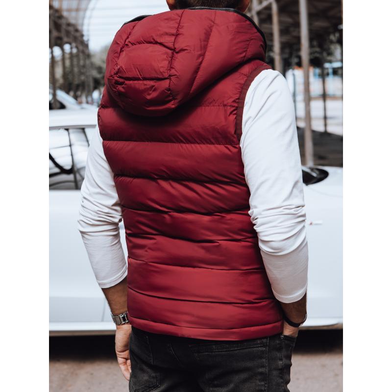 Pánská prošívaná vesta s kapucí červená TX4742