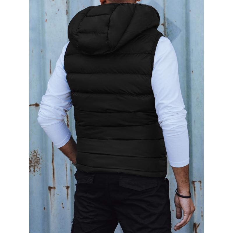 Pánska prešívaná vesta s kapucňou čierna TX4750