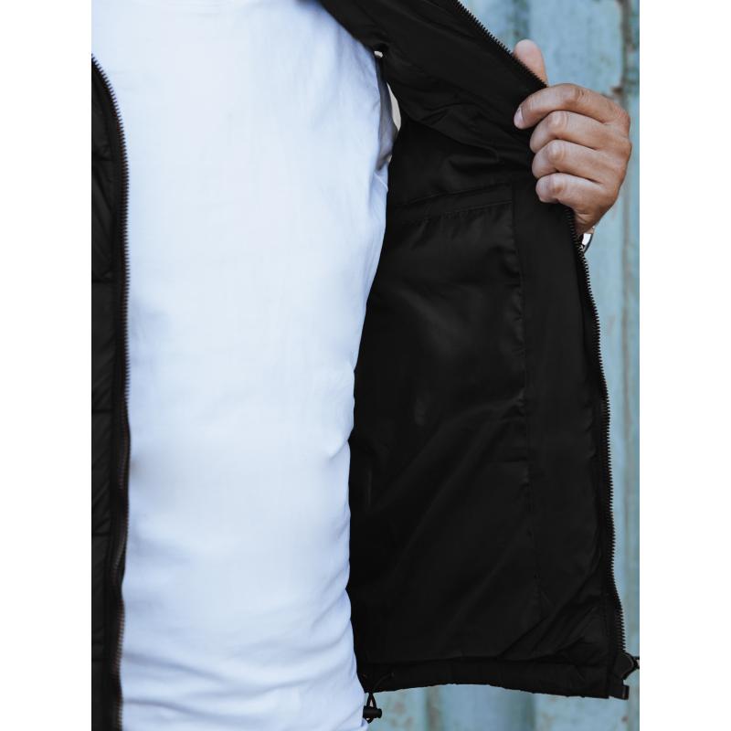 Pánska prešívaná vesta s kapucňou čierna TX4750