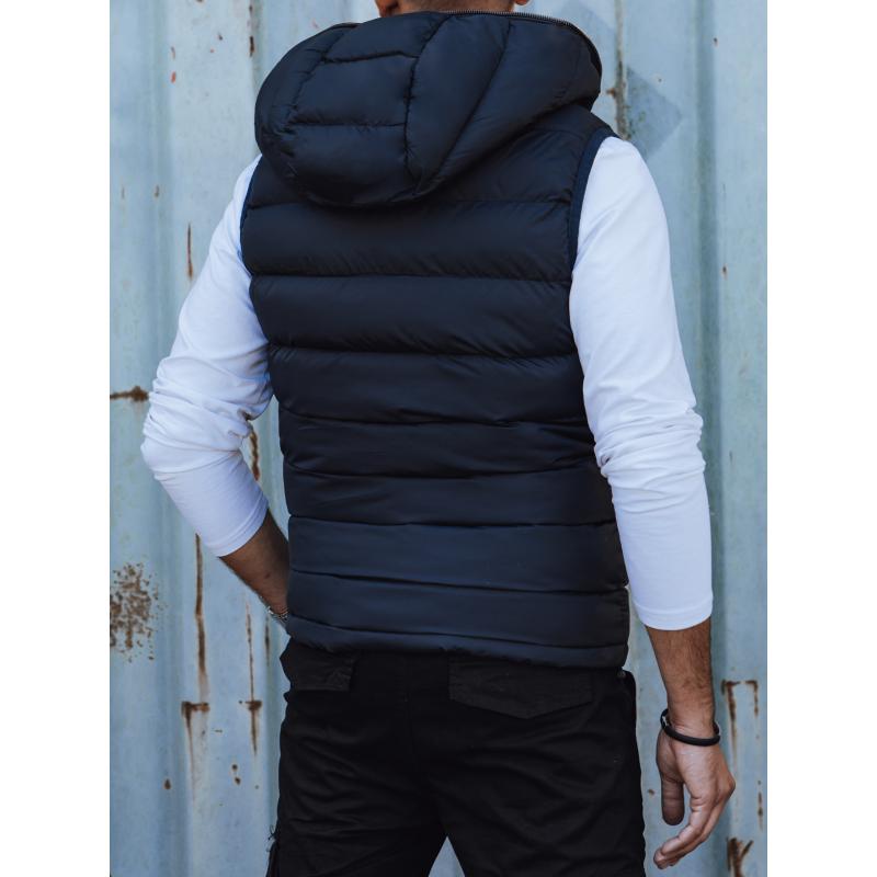 Férfi steppelt kapucnis mellény sötétkék TX4751