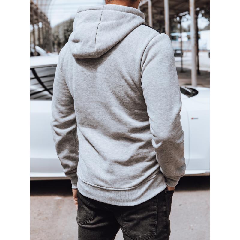 Pánská mikina s kapucí světle šedá BX5830