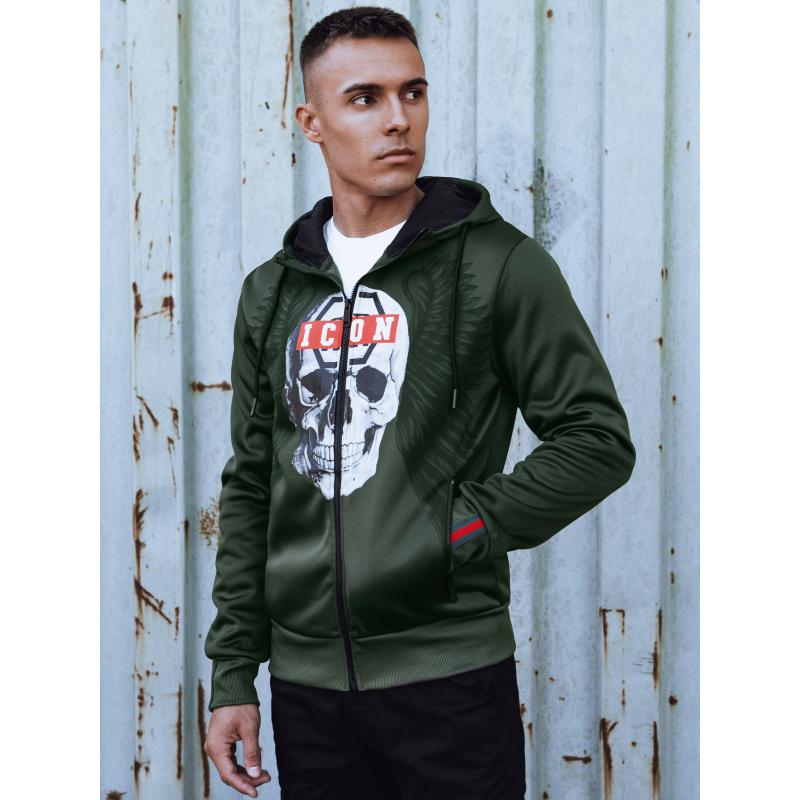 Pánská mikina s kapucí na šňůrku zelená BX5838