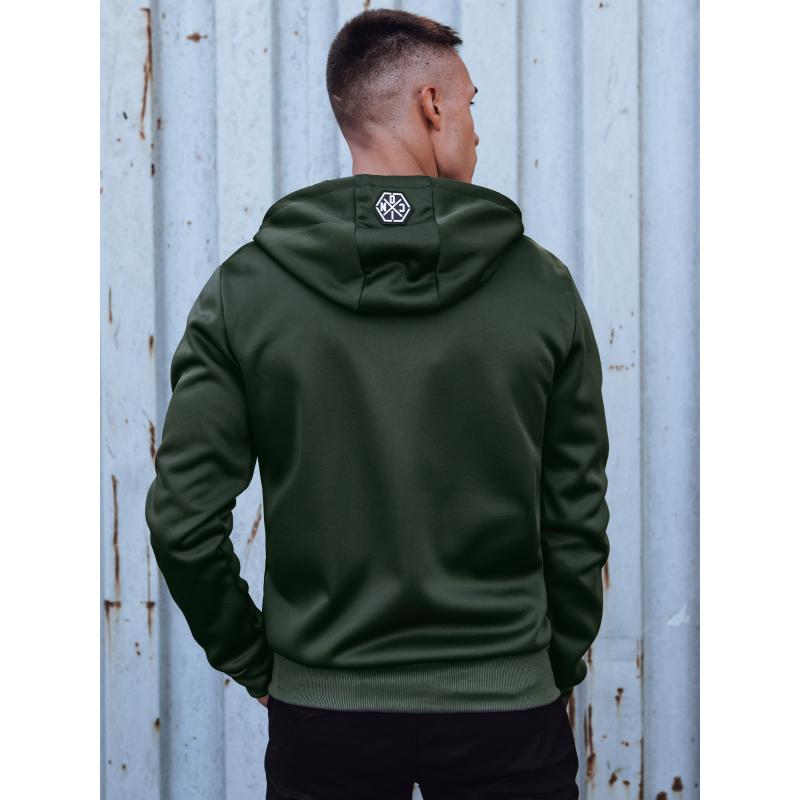 Pánská mikina s kapucí na šňůrku zelená BX5838