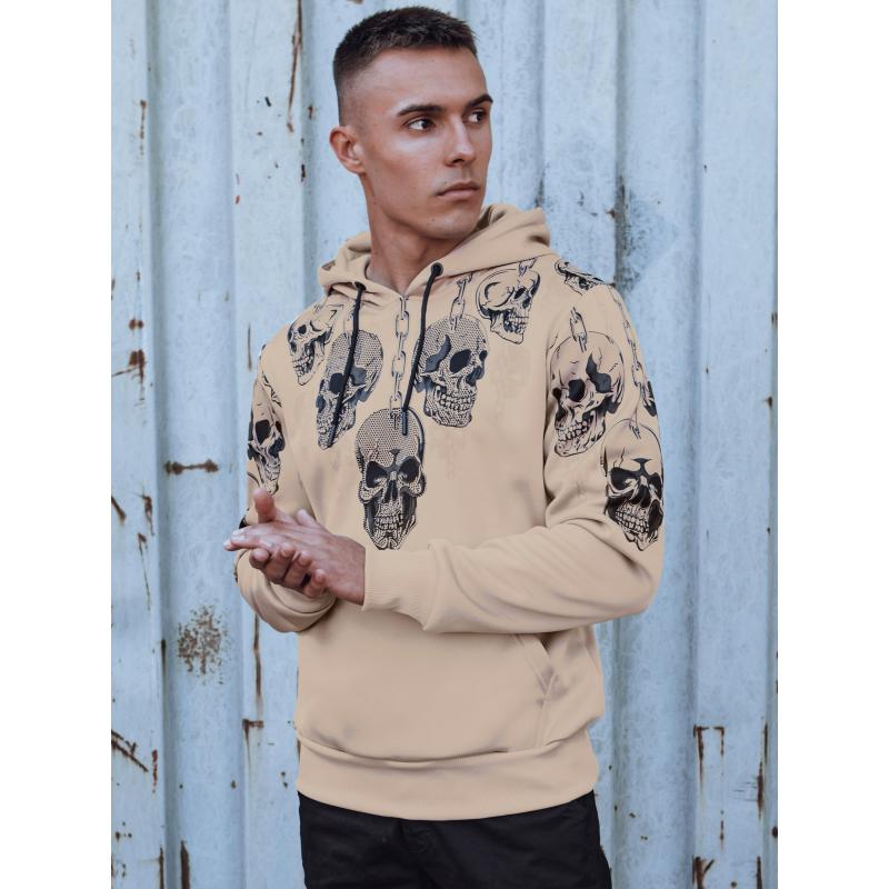 Pánská mikina s kapucí béžová BX5842