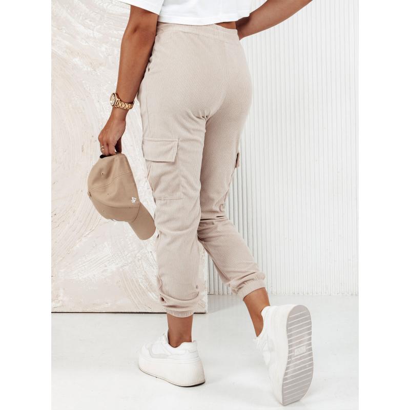 Dámske pruhované nohavice CHICCORD béžové UY2174