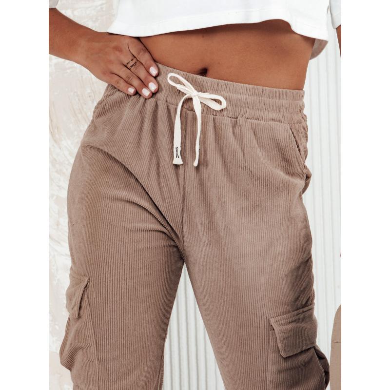 Dámské pruhované kalhoty CHICCORD camel UY2175