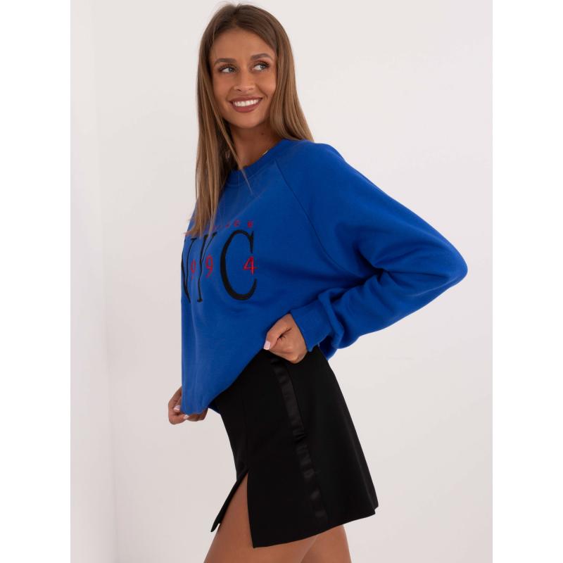 Dámská mikina s kapucí a výšivkou kobaltově modrá 