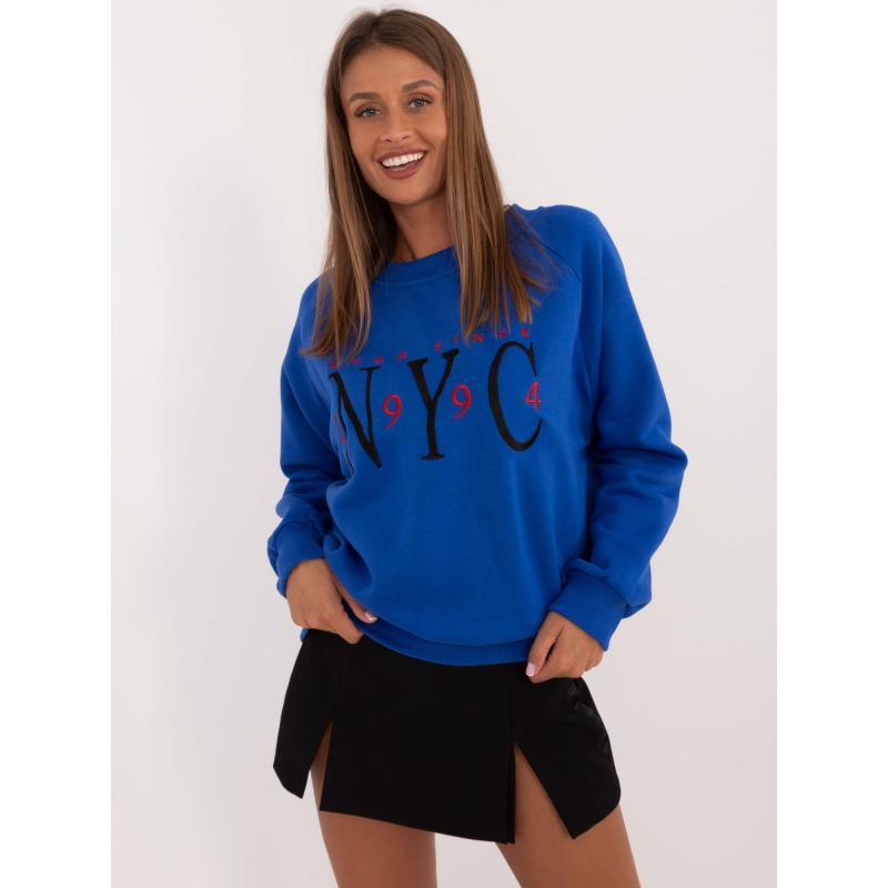 Dámská mikina s kapucí a výšivkou kobaltově modrá 