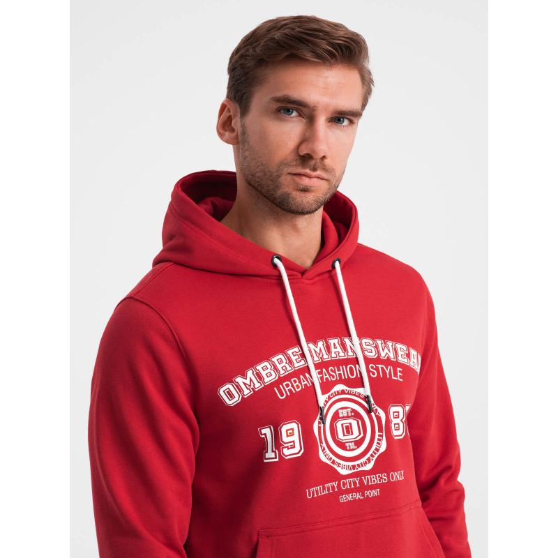 Férfi kenguru mintás pulóver piros