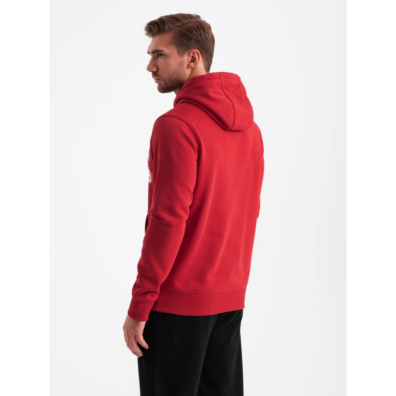 Férfi kenguru mintás pulóver piros