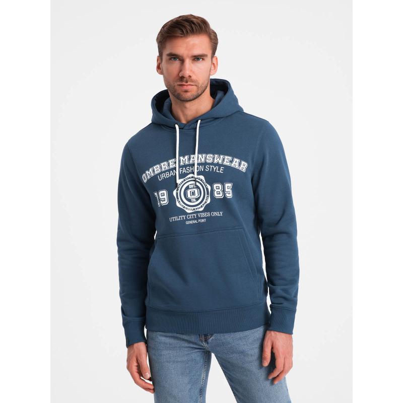 Pánská mikina klokanka s kapucí s potiskem tmavě modrá 