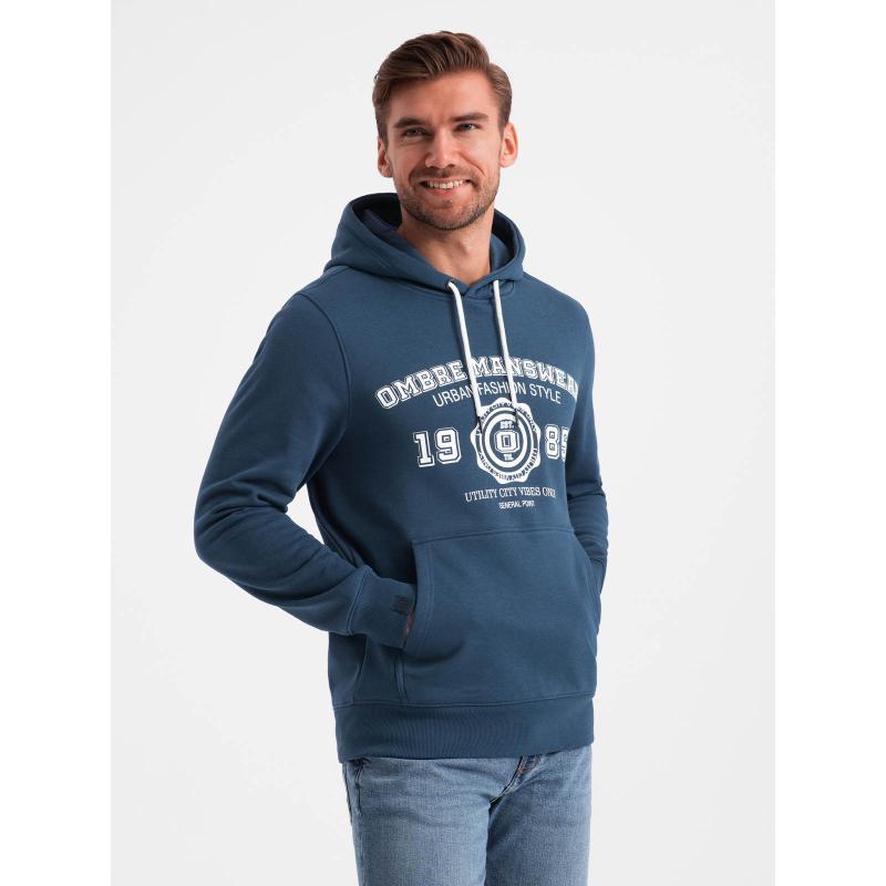 Pánská mikina klokanka s kapucí s potiskem tmavě modrá 