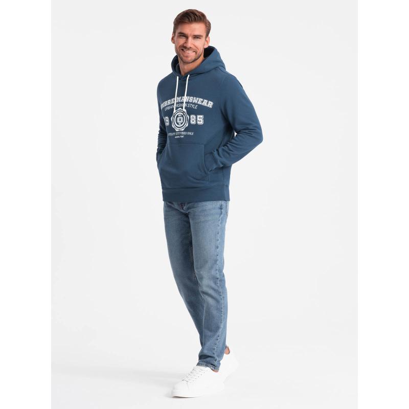 Pánská mikina klokanka s kapucí s potiskem tmavě modrá 