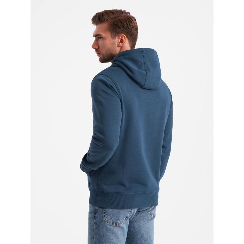 Pánská mikina klokanka s kapucí s potiskem tmavě modrá 